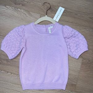 Janie and Jack Purple Textured Puff Sleeve Sweater Top